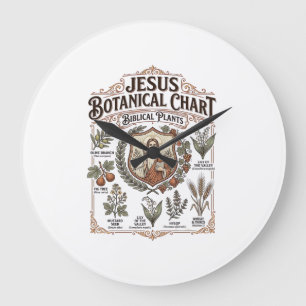 Reloj Redondo Grande Gráfico Botánico Jesús Plantas Bíblicas Jesús Bota