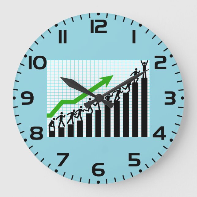 Reloj Redondo Grande Gráfico de barras de progreso de éxito de crecimie (Anverso)
