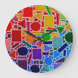 Reloj Redondo Grande Gráfico de colores arcoiris Arte abstracto