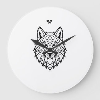 Reloj Redondo Grande Gráfico de Lobo Salvaje | Camiseta de Lobo de la N