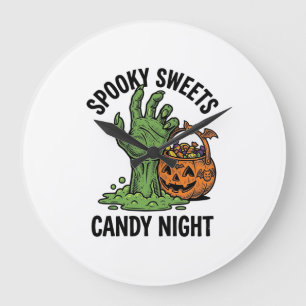 Reloj Redondo Grande Gráfico de monstruo de dulces de Halloween vintage