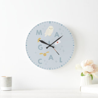 Reloj Redondo Grande Gráfico de tipografía "mágica" de Hedwigh