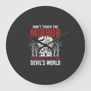 Reloj Redondo Grande Gráfico del mundo de los diablos del espejo embruj