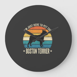 Reloj Redondo Grande Gráfico Retro Amante Perro Boston Terrier_1