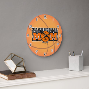 Reloj Redondo Grande Gráficos de locura de mamá de baloncesto