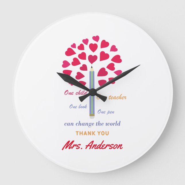 Reloj Redondo Grande Gran árbol de lápiz / Apreciación del profesor (Anverso)
