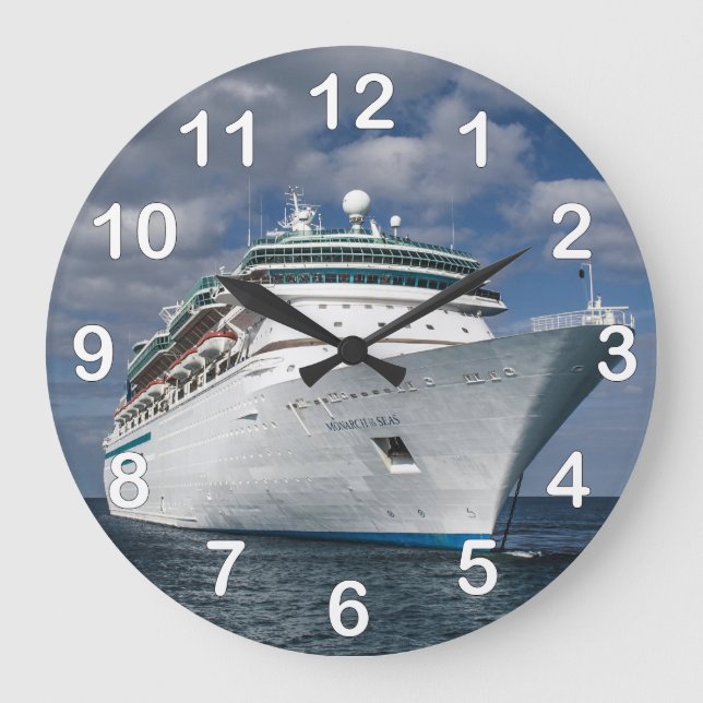 Reloj Redondo Grande Gran barco de crucero blanco (Anverso)