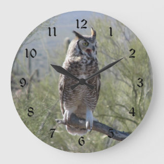 Reloj Redondo Grande Gran búho de cuernos