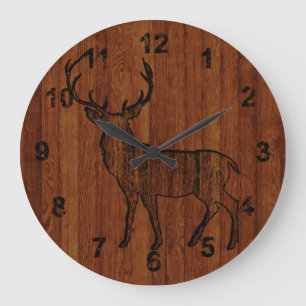Reloj Redondo Grande Gran Ciervo Sombreado Oscuro