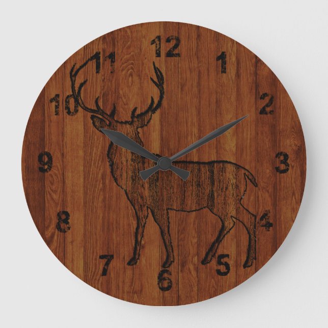 Reloj Redondo Grande Gran Ciervo Sombreado Oscuro (Anverso)