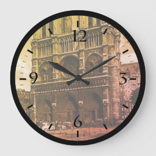 Reloj Redondo Grande Gran Cl de la Francia de Vintage París Notre Dame