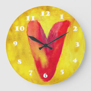 Reloj Redondo Grande Gran corazón rojo