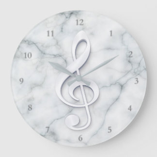 Reloj Redondo Grande gran diseño de arcos de música blanca en mármol