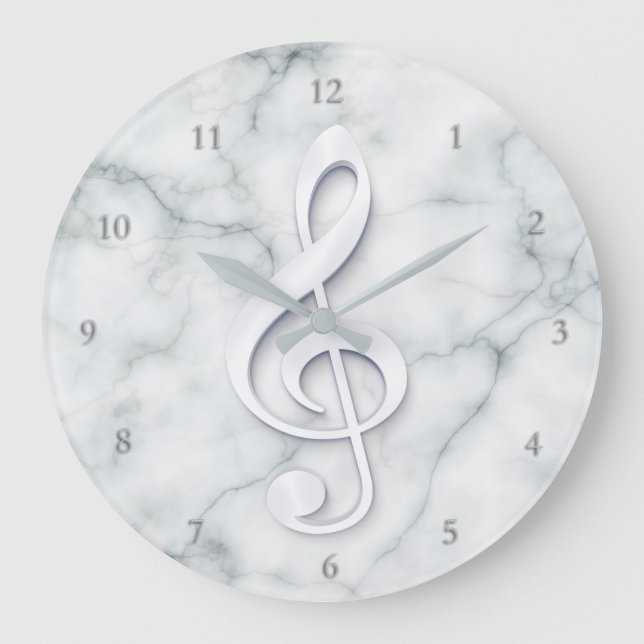 Reloj Redondo Grande gran diseño de arcos de música blanca en mármol (Anverso)