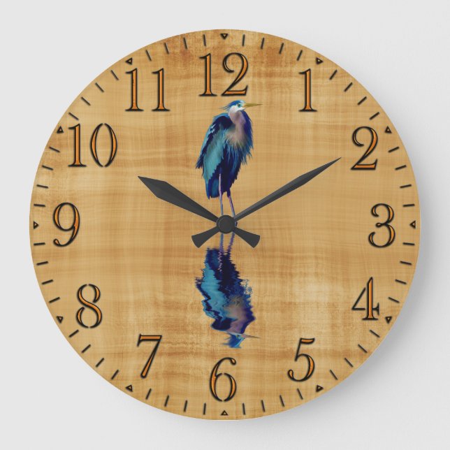 Reloj Redondo Grande Gran garza azul en Papyrus BG Wildlife Birdlover (Anverso)