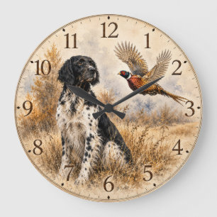 Reloj Redondo Grande Gran Münsterländer con faisán