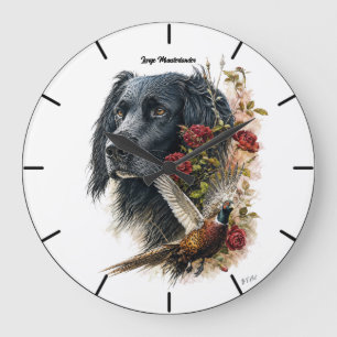 Reloj Redondo Grande Gran Munsterlander con faisán