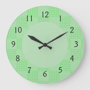Reloj Redondo Grande Gran patrón de patchwork verde texturizado
