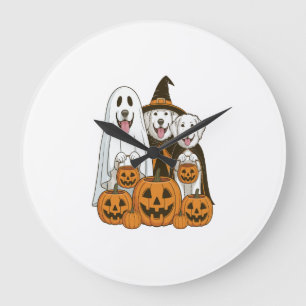 Reloj Redondo Grande Gran Pirineo Perro Bruja Fantasma Halloween Combin