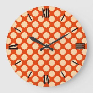 Reloj Redondo Grande Gran punto retro - naranja pálido y mandarina