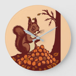 Reloj Redondo Grande 🐿️ Grande Horloge Ronde Écureuil d'Automne