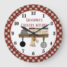 Reloj Redondo Grande Grandma's Country kitchen add text Large Clock 