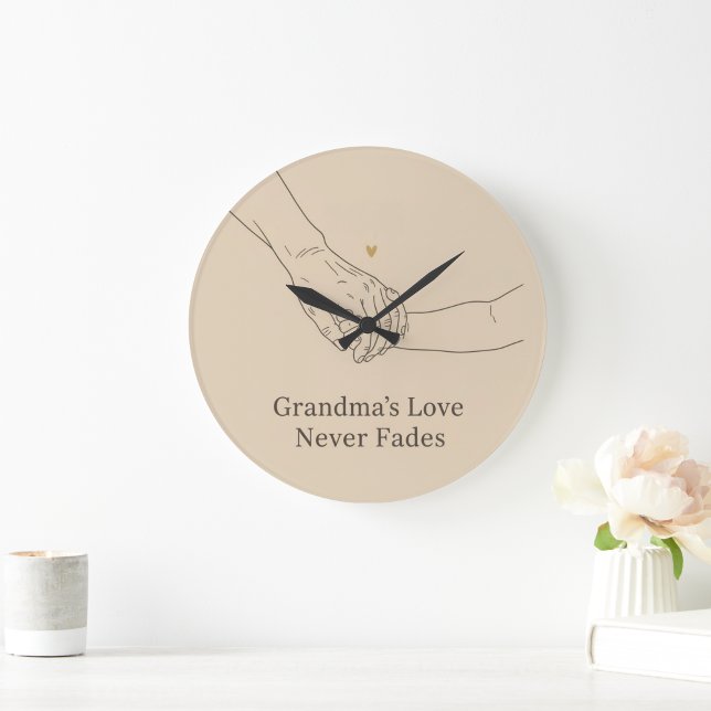 Reloj Redondo Grande Grandma's Love Never Fades | Minimalist Family Ill (Subido por el creador)