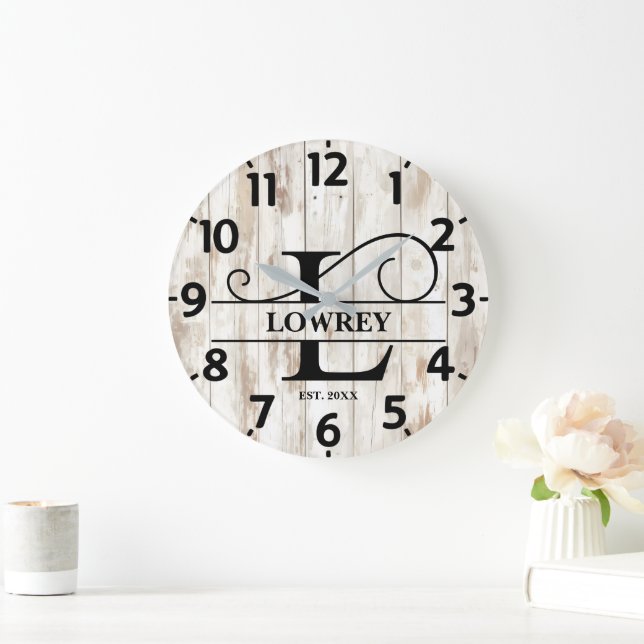 Reloj Redondo Grande Granja Campestre Monograma L (Hogar)