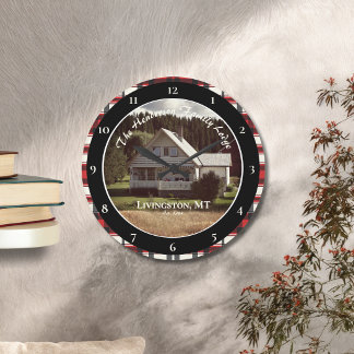 Reloj Redondo Grande Granja Casa Negro Rojo Buffalo Cuadro Personalizad