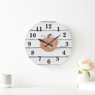 Reloj Redondo Grande Granja de calabaza Shiplap Rústica decoración