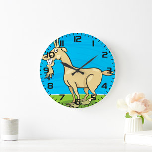 Reloj Redondo Grande Granja De Dibujos Animados De Cabra Sonriente Anim