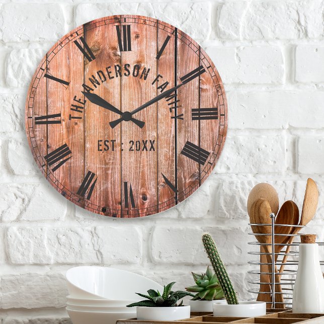 Reloj Redondo Grande Granja de Personalizado de Planchas de Madera Rúst (Subido por el creador)
