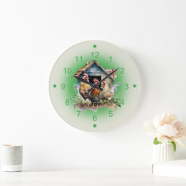 Reloj Redondo Grande Granja de pollos y gallineros