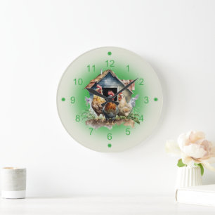 Reloj Redondo Grande Granja de pollos y gallineros