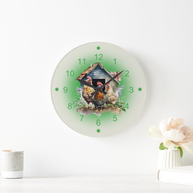 Reloj Redondo Grande Granja de pollos y gallineros (Hogar)
