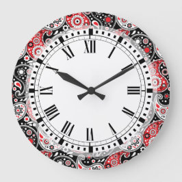 Reloj Redondo Grande Granja rural occidental Bandana Paisley Kitchen