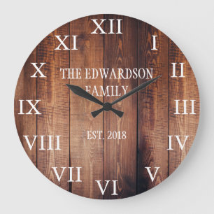Reloj Redondo Grande Granja rústica de madera oscura
