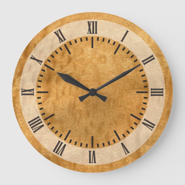 Reloj Redondo Grande Grano de madera real de pomelo esapele veneer (Anverso)