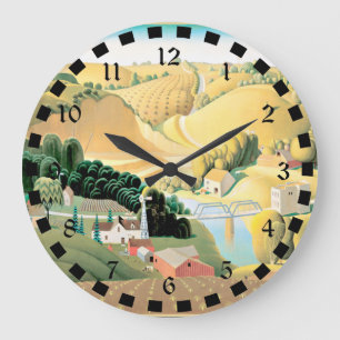 Reloj Redondo Grande Grant Wood - Stone City, Iowa, arte fino