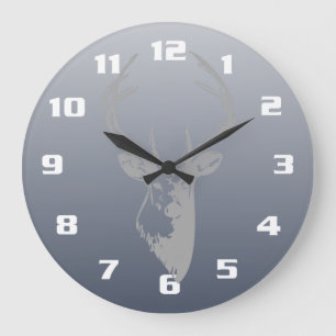 Reloj Redondo Grande Gray Deer Head On Smoky Blue