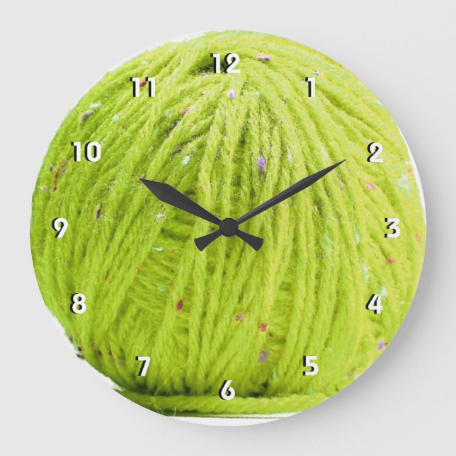 Reloj Redondo Grande Green ball of yarn - knitting numbered wall clock (Anverso)