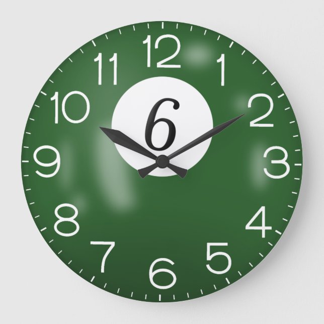 Reloj Redondo Grande Green Billiard #6 Ball (Anverso)