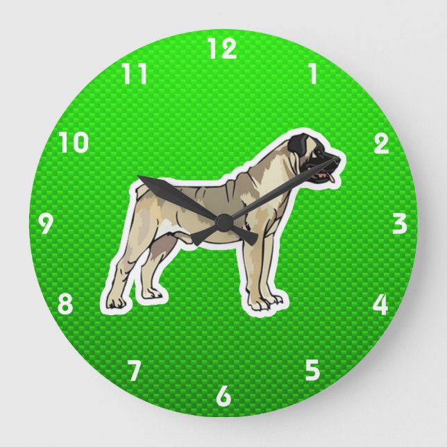 Reloj Redondo Grande Green Bullmastiff (Anverso)