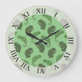 Reloj Redondo Grande Green Chameleons Lizard Art 
