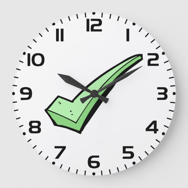 Reloj Redondo Grande Green Check Mark Tick Symbol (Anverso)