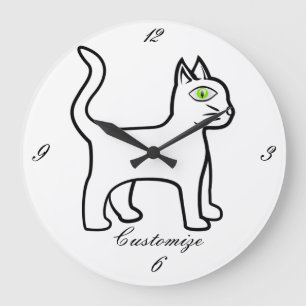 Reloj Redondo Grande Green-eye Cat Thunder_Cove