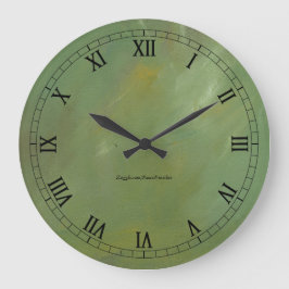 Reloj Redondo Grande Green Faux Finish Wallclock Roman Numerals