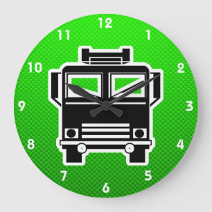 Reloj Redondo Grande Green Fire Truck