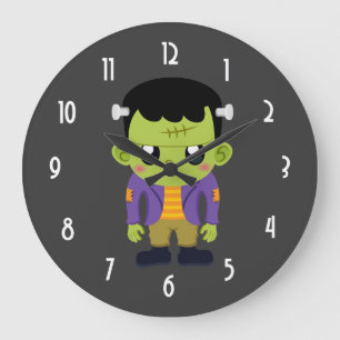 Reloj Redondo Grande Green Frankenstein Monster Halloween Large Clock