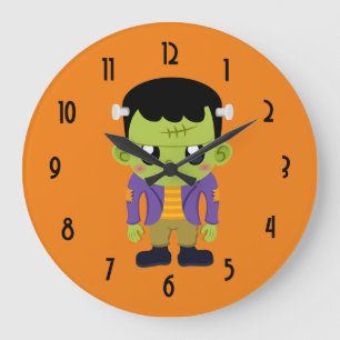 Reloj Redondo Grande Green Frankenstein Monster Halloween Large Clock